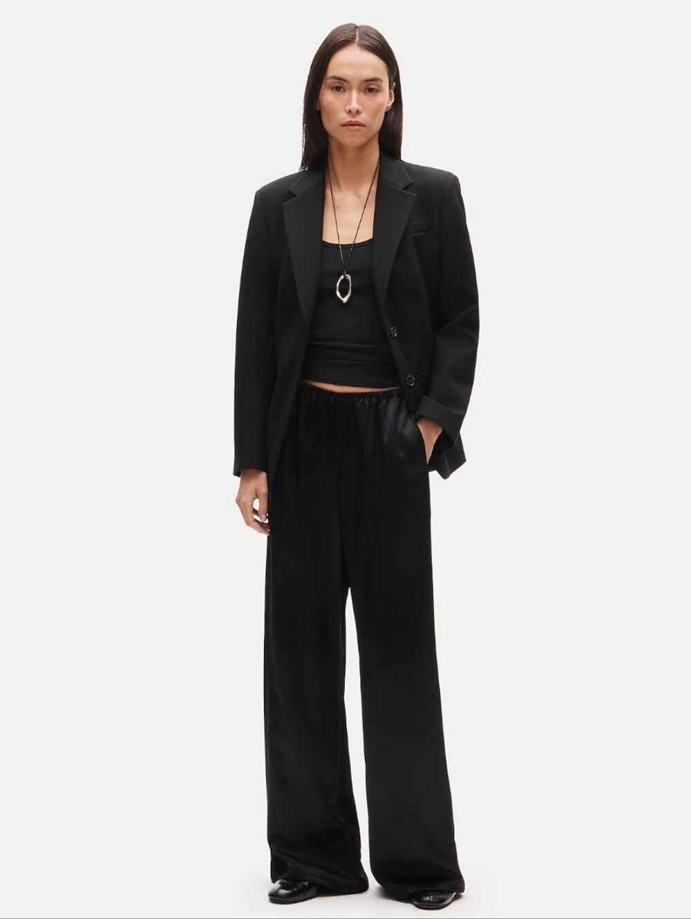 J. Crew Dressy Satin Pants in Black Wide-Leg Size Small